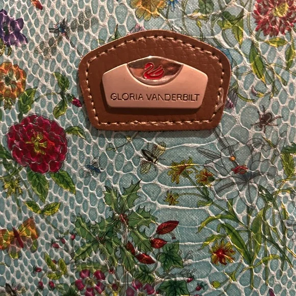 Gloria Vanderbilt Floral Blue and Brown Women’s Large Tote NWOT - Picture 3 of 6